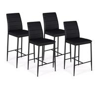 IDMarket – Lot de 4 tabourets Romane – chaises de bar rembourrées, PVC noir design contemporain