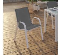 IDMARKET Lot de 6 chaises de jardin LYMA - Blanc et gris