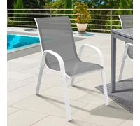 IDMARKET Lot de 6 chaises de jardin LYMA - Blanc et gris