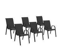 IDMARKET Lot de 6 chaises de jardin LYMA métal et textilène empilables noires