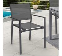 IDMarket – Lot de 6 chaises de jardin OLBIA – Métal et textilène – Empilables – Gris anthracite