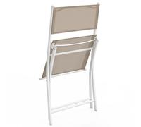 IDMarket - Lot de 6 chaises de Jardin Pliantes Bastia Blanc, Beige et Taupe | En métal et textilène