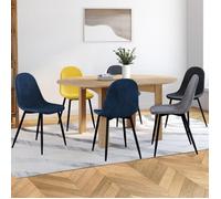 IDMARKET Lot de 6 chaises de salle à manger DALI vintage bleu, gris foncé, gris clair et jaune