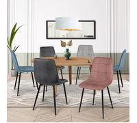 IDMARKET Lot de 6 chaises de salle à manger MILA assise matelassée pastel bleu x2, gris foncé x2, gris clair, rose