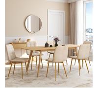 IDMARKET Lot de 6 chaises de salle à manger MILA en velours beige
