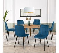 IDMarket Lot de 6 chaises de salle à manger MILA en velours bleu