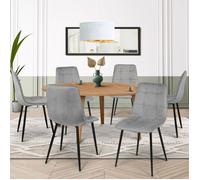IDMarket - Lot de 6 chaises Mila en Velours Gris Clair pour Salle à Manger