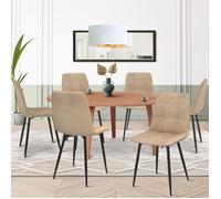 IDMARKET Lot de 6 chaises de salle à manger MILA en velours taupe