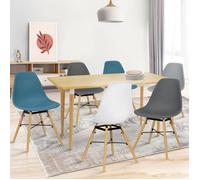 IDMARKET Lot de 6 chaises de salle à manger SANDRA mix color blanc, gris clair, gris foncé x2, bleu canard x2