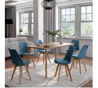 IDMarket - Lot de 6 chaises scandinaves SARA - Bleu canard - Pour salle à manger