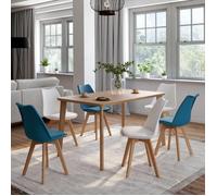 IDMarket – Lot de 6 chaises scandinaves SARA – Mix Color Bleu Canard x3 / Blanc x3
