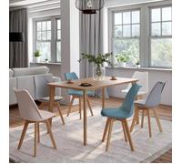 IDMARKET Lot de 6 chaises de salle à manger SARA scandinaves pastel rose, blanc, gris clair x2, bleu x2