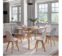 IDMARKET Lot de 6 chaises de salle à manger SARA scandinaves pastel rose x2, gris clair x2 et blanc x2