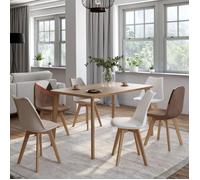 IDMarket – Lot de 6 chaises de salle à manger SARA scandinaves velours patchworks marron et beige