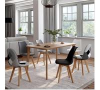 IDMarket – Lot de 6 chaises scandinaves SARA – Gris foncé, gris clair, blanc, noir et patchworks