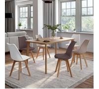 IDMARKET Lot de 6 chaises de salle à manger SARA scandinaves taupe, beige et blanc