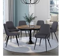 IDMarket - Lot de 6 chaises THALYA en Tissu Gris avec accoudoirs