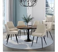 IDMarket – Lot de 6 chaises THALYA en velours beige avec accoudoirs