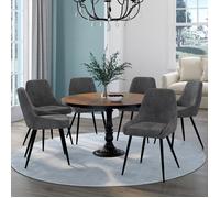 IDMarket - Lot de 6 chaises THALYA en Velours Gris foncé avec accoudoirs