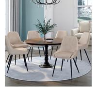 IDMarket - Lot de 6 chaises THALYA en Velours Taupe avec accoudoirs