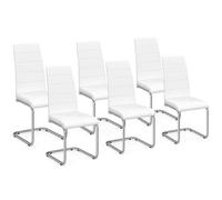 IDMarket Chaises Lot de 6 MIA – Blanches, pieds chromés