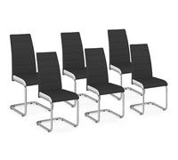 IDMarket – Lot de 6 chaises MIA Noires liseré blanc, pieds chromés – Salle à manger