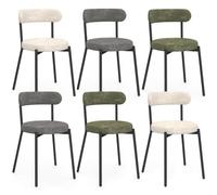 IDMarket - Lot de 6 chaises Miki Dossier incurvé en Tissu Chenille