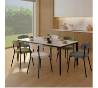 IDMarket - Lot de 6 chaises Miki Dossier incurvé en Tissu Chenille
