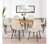 IDMARKET Lot de 6 chaises MILA en velours beige pour salle à manger