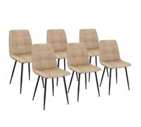 IDMarket Chaises de salle à manger MILA en velours taupe – Lot de 6