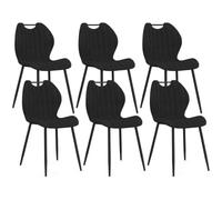 IDMarket - Lot de 6 chaises PIO avec poignée en Tissu éponge Noir