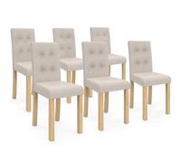 Lot de 6 chaises POLGA capitonnées beiges pour salle à manger