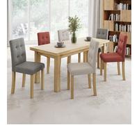 IDMarket - Lot de 6 chaises POLGA capitonnées - mix gris, terracotta et beige