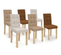 IDMarket - Lot de 6 chaises POLGA capitonnées Mix Color Taupe, Beige et Marron