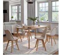 IDMarket - Lot de 6 chaises scandinaves SARA non pliables H. 79,5 cm pour salle à manger Beige