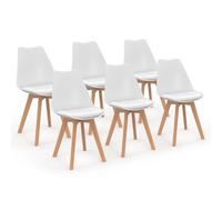 IDMarket - Lot de 6 chaises scandinaves SARA Blanches pour Salle à Manger