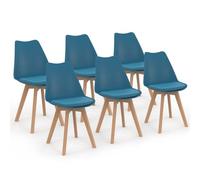 IDMarket - Lot de 6 chaises scandinaves SARA Bleu Canard pour Salle à Manger
