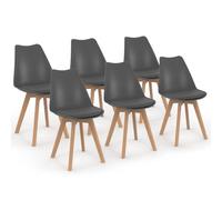 IDMarket - Lot de 6 chaises de salle à manger SARA scandinaves gris foncé