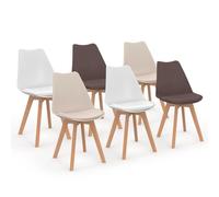 Lot de 6 chaises scandinaves sara mix color taupe, beige et blanc Multicolore