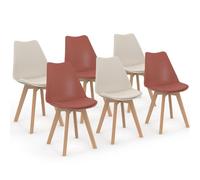 IDMarket – Chaises scandinaves SARA – Lot de 6 terracotta x3 et beige x3
