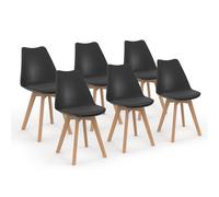 IDMARKET Lot de 6 chaises scandinaves SARA noires pour salle à manger