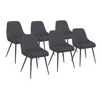 IDMarket – Lot de 6 chaises THALYA en tissu gris avec accoudoirs