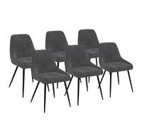IDMarket Chaises THALYA en velours gris foncé avec accoudoirs Lot de 6