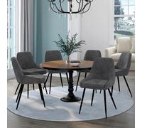 IDMARKET Lot de 6 chaises THALYA en velours gris foncé avec accoudoirs Gris