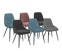 IDMARKET - Lot 6 chaises THALYA velours accoudoirs (bleu×2, gris foncé×2, gris clair, rose)