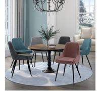 IDMARKET Lot de 6 chaises THALYA en velours mix color pastel bleu x2, gris foncé x2, gris clair, rose avec accoudoirs