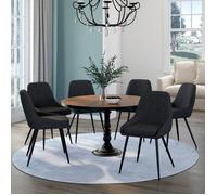 IDMARKET Lot de 6 chaises THALYA en velours noir avec accoudoirs