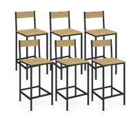 IDMARKET Lot de 6 tabourets de bar DETROIT avec dossier chaise de cuisine design industriel