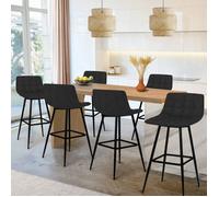 IDMARKET Lot de 6 tabourets de bar MADY en velours noir