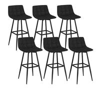 IDMarket Tabourets de bar MADY – Lot de 6 – Velours noir